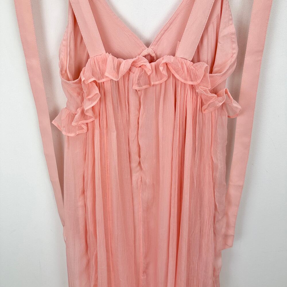 J.Crew Collection Ruffle Trim Midi Dress Crinkle Cupro Blushed Peach US 2 NWT - Picture 13 of 14